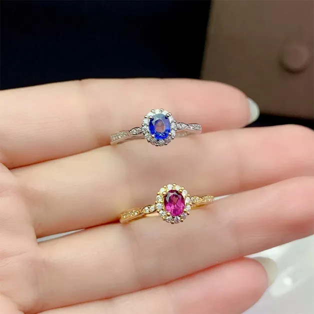 S925 Sterling Silver 18K Gold Plated Adjustable Ring Setting for 4x5mm Oval Gems
