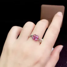 S925 Sterling Silver 18K Gold Plated Floral Cluster Ring Setting for 4x4mm Heart-Shaped Gems