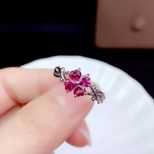 S925 Sterling Silver 18K Gold Plated Floral Cluster Ring Setting for 4x4mm Heart-Shaped Gems