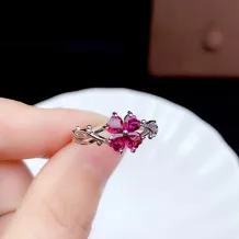 S925 Sterling Silver 18K Gold Plated Floral Cluster Ring Setting for 4x4mm Heart-Shaped Gems