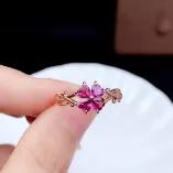 S925 Sterling Silver 18K Gold Plated Floral Cluster Ring Setting for 4x4mm Heart-Shaped Gems