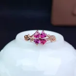 S925 Sterling Silver 18K Gold Plated Floral Cluster Ring Setting for 4x4mm Heart-Shaped Gems