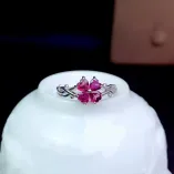 S925 Sterling Silver 18K Gold Plated Floral Cluster Ring Setting for 4x4mm Heart-Shaped Gems