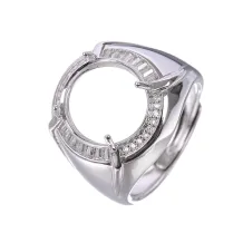 S925 Sterling Silver 18k Gold Plated Oval Ring Setting For 13x15mm Gemstones