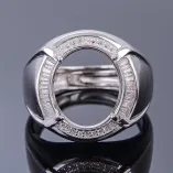 S925 Sterling Silver 18k Gold Plated Oval Ring Setting For 13x15mm Gemstones
