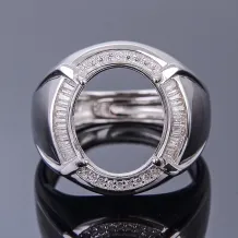 S925 Sterling Silver 18k Gold Plated Oval Ring Setting For 13x15mm Gemstones