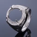 S925 Sterling Silver 18k Gold Plated Oval Ring Setting For 13x15mm Gemstones