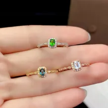 S925 Sterling Silver 18k Gold-Plated Ring Setting 3×4mm Oval-Shaped Colored Gemstones