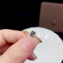 S925 Sterling Silver 18k Gold-Plated Ring Setting 3×4mm Oval-Shaped Colored Gemstones