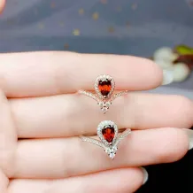 S925 Sterling Silver 18K Gold-Plated Ring Setting For 4x6mm Pear-Shaped Gemstones