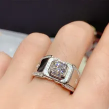 S925 Sterling Silver 18K Gold-Plated Ring Setting For 6.5mm (1ct) Round Moissanite/Diamond