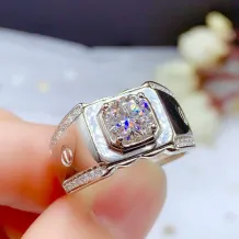 S925 Sterling Silver 18K Gold-Plated Ring Setting For 6.5mm (1ct) Round Moissanite/Diamond