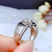 S925 Sterling Silver 18K Gold-Plated Ring Setting For 6.5mm (1ct) Round Moissanite/Diamond