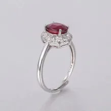 S925 Sterling Silver 18K Gold-Plated Ring Setting for 6x8mm Oval Ruby/Sapphire/Emerald