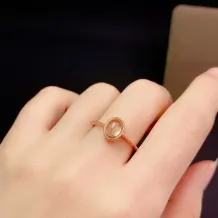 S925 Sterling Silver 18K Gold Plated Rope-Twist Bezel Ring Setting for 5x7mm Cabochons