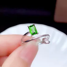 S925 Sterling Silver 18K Gold Plated Square Ring Setting for 4x6mm Gemstones