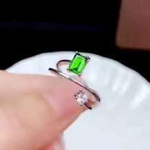 S925 Sterling Silver 18K Gold Plated Square Ring Setting for 4x6mm Gemstones