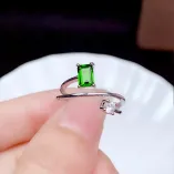 S925 Sterling Silver 18K Gold Plated Square Ring Setting for 4x6mm Gemstones