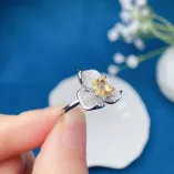 S925 Sterling Silver 18K Two-Tone Gold Plated Floral Halo Ring Setting for 4x5mm Oval Colored Gemstones