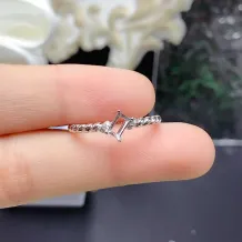 S925 Sterling Silver Adjustable Blank Ring Setting for 3x5mm Rectangular Gems