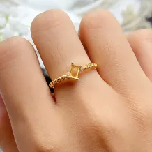 S925 Sterling Silver Adjustable Blank Ring Setting for 3x5mm Rectangular Gems