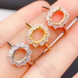 S925 Sterling Silver Adjustable Luxury Ring Setting for 7x9mm & 8x10mm Oval Gems
