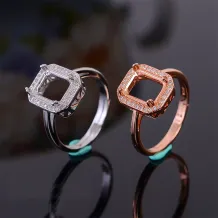 S925 Sterling Silver Adjustable Luxury Ring Setting for 7x9mm Gemstones