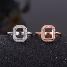 S925 Sterling Silver Adjustable Luxury Ring Setting for 7x9mm Gemstones