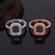 S925 Sterling Silver Adjustable Luxury Ring Setting for 7x9mm Gemstones