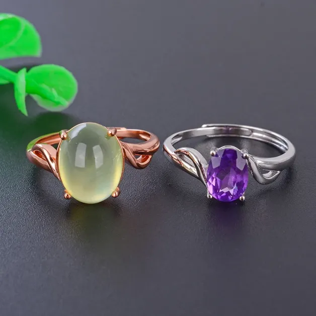 S925 Sterling Silver Adjustable Ring Settings for 6x8 8x10 10x12mm Stones (Unset)