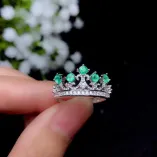 S925 Sterling Silver Crown-Style Openwork Ring Setting for 5 3x3mm Round Jade & Colored Gemstones