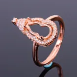 S925 Sterling Silver Floral Heart & Gourd Ring Setting with Diamond Halo 6x11mm Gemstones