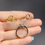 S925 Sterling Silver Full Diamond Ring Setting for 6x8mm Oval Gems