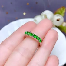 S925 Sterling Silver Gold-Plated 6-Stone Band Ring Setting for 3mm Gems