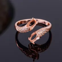 S925 Sterling Silver Gold-Plated Cluster Ring Settings Oval For 4x6mm Gems