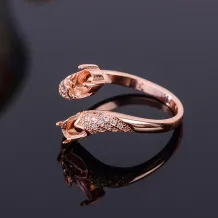 S925 Sterling Silver Gold-Plated Cluster Ring Settings Oval For 4x6mm Gems