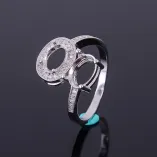 S925 Sterling Silver Gold-Plated Double Oval Cluster Ring Setting 5x7mm & 6x8mm Gems
