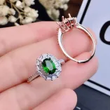 S925 Sterling Silver Gold-Plated Geometric Ring Setting for 5x7mm Gems