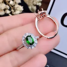 S925 Sterling Silver Gold-Plated Geometric Ring Setting for 5x7mm Gems