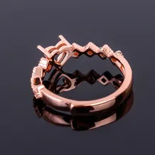 S925 Sterling Silver Gold-Plated Heart Ring Setting for 5x5mm Gems