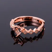 S925 Sterling Silver Gold-Plated Heart Ring Setting for 5x5mm Gems