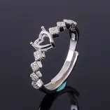 S925 Sterling Silver Gold-Plated Heart Ring Setting for 5x5mm Gems