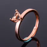 S925 Sterling Silver Gold-Plated Heart Ring Setting for 5x5mm Gems