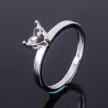 S925 Sterling Silver Gold-Plated Heart Ring Setting for 5x5mm Gems