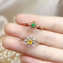 S925 Sterling Silver Gold-Plated Lace-Edge Ring Setting for Square Gems