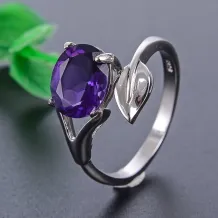 S925 Sterling Silver Gold-Plated Leaf Design Ring Setting for Cabochon Gemstones