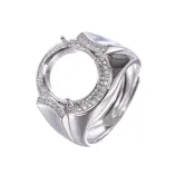 S925 Sterling Silver Gold-Plated Men's Ring Settings Round for Gemstones