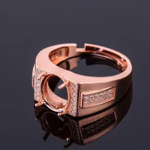 S925 Sterling Silver Gold-Plated Men's Ring Setting for 8x10mm Oval Gemstones