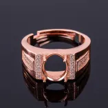 S925 Sterling Silver Gold-Plated Men's Ring Setting for 8x10mm Oval Gemstones