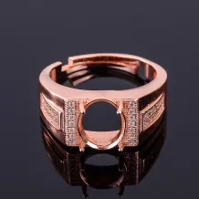 S925 Sterling Silver Gold-Plated Men's Ring Setting for 8x10mm Oval Gemstones